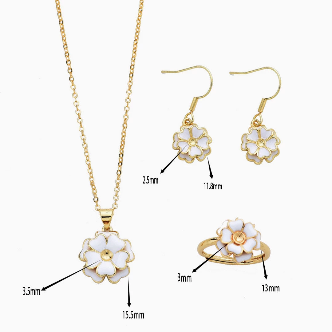 Trendy & Unique Celebrity Style Gold Tone 3D Petal Charm Jewelry Set - White What's New 5 Trendy & Unique Celebrity Style Gold Tone 3D Petal Charm Jewelry Set - White What's New