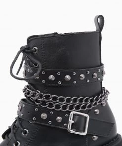 Trendy & Unique Gothic Punk Studs Buckle Strap Chain-Link Platform Boots - Black What's New 9 Trendy & Unique Gothic Punk Studs Buckle Strap Chain-Link Platform Boots - Black What's New
