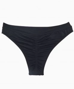 Trendy & Unique What's New Comfy Solid Color High Cut Scrunch Brazilian Bikini Bottom - Black