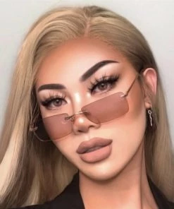 Trendy & Unique Iconic Look Rimless Rectangle Frame Tinted Sunglasses - Brown What's New