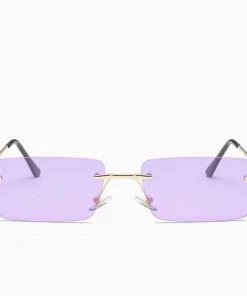 Trendy & Unique Iconic Look Rimless Rectangle Frame Tinted Sunglasses - Purple