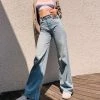 Trendy & Unique What's New Iconic Style Butterfly Printed High Waist Straight Leg Jeans - Blue