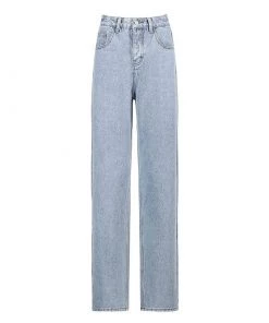 Trendy & Unique What's New Iconic Style Butterfly Printed High Waist Straight Leg Jeans - Blue