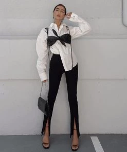 Trendy & Unique What's New Iconic Style High Waist Zipper Slit Front Skinny Pants - Black