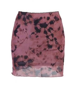 Trendy & Unique What's New Iconic Style Tie Dye Scalloped High Waist Mini Skirt - Fuchsia