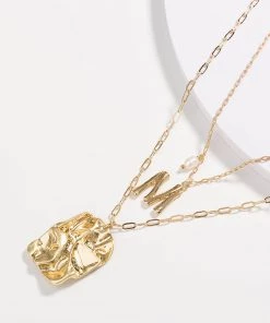 Trendy & Unique What's New Rock The Party Layered Charm Pendant Statement Necklace - Gold