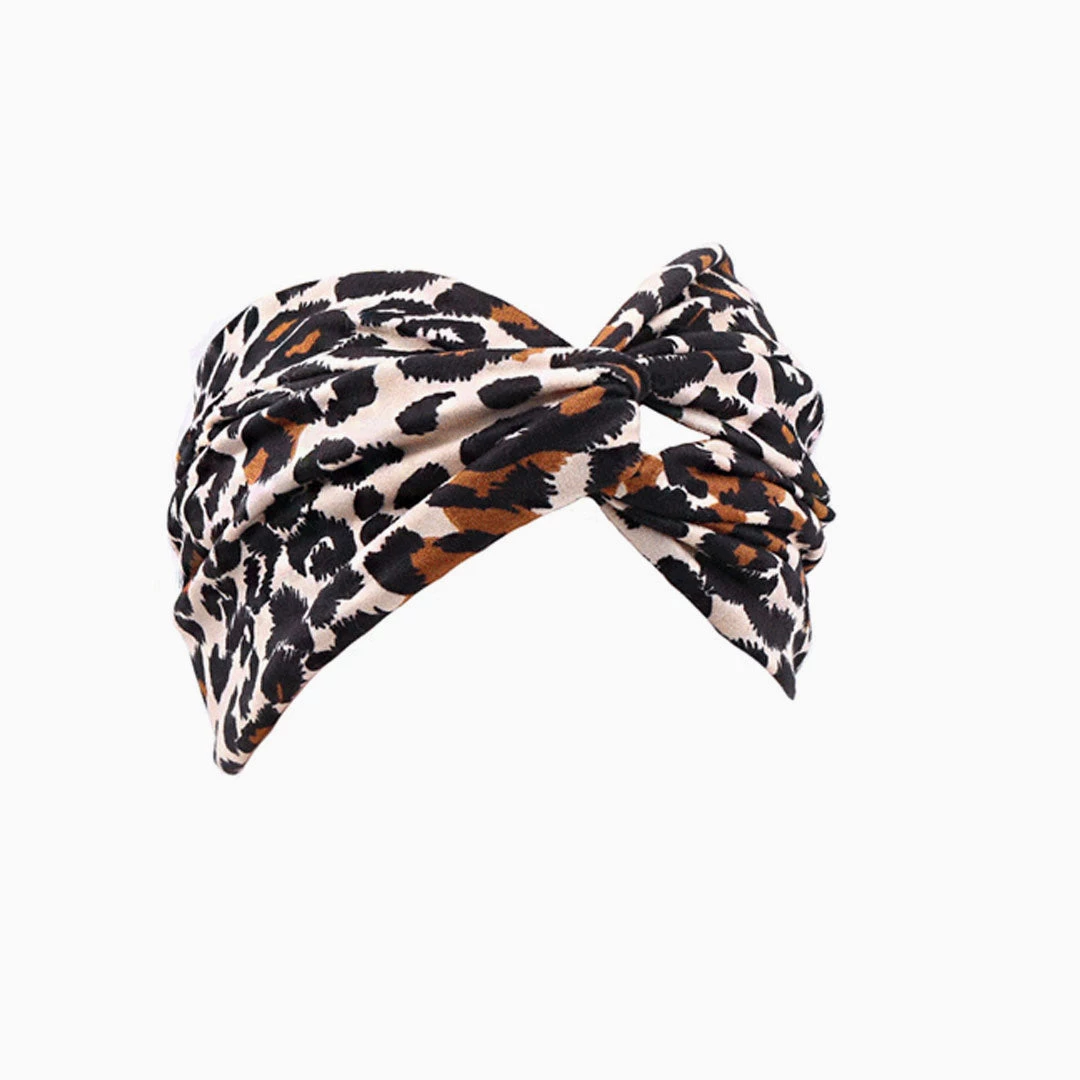 Trendy & Unique Retro Style Leopard Print Twist Trim Wide Turban Headband -Leopard 4 Trendy & Unique Retro Style Leopard Print Twist Trim Wide Turban Headband -Leopard