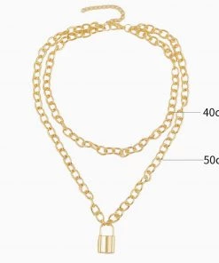 Trendy & Unique What's New Modern Lock Pendant Chain-Link Layered Necklace - Gold 7 Trendy & Unique What's New Modern Lock Pendant Chain-Link Layered Necklace - Gold