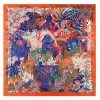 Trendy & Unique What's New Luxuriant Jungle Print Oversized Square Silk-Twill Scarf - Orange