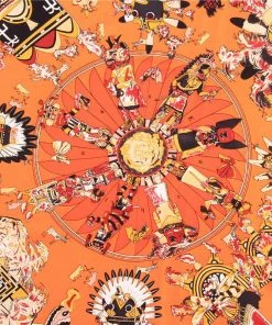 Trendy & Unique What's New Luxuriant Printed Hand-Made Edge Square Silk Twill Scarf - Orange