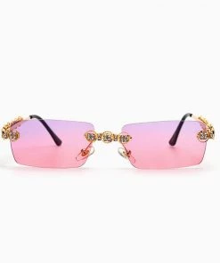 Trendy & Unique Luxury Rhinestone Trimmed Square Rimless Sunglasses - Purple What's New 7 Trendy & Unique Luxury Rhinestone Trimmed Square Rimless Sunglasses - Purple What's New
