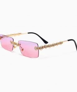 Trendy & Unique Luxury Rhinestone Trimmed Square Rimless Sunglasses - Purple What's New 6 Trendy & Unique Luxury Rhinestone Trimmed Square Rimless Sunglasses - Purple What's New