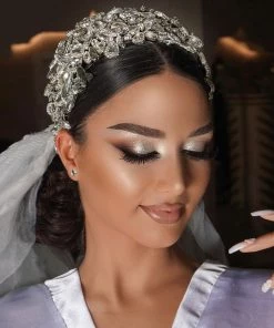 Trendy & Unique What's New Luxury Rhinestone Sunburst Waterdrop Embellished Headband - Silver