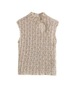 Trendy & Unique What's New Mandarin Collar Cut Out Floral Lace Cropped Tank Top - Beige 10 Trendy & Unique What's New Mandarin Collar Cut Out Floral Lace Cropped Tank Top - Beige