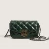 Trendy & Unique What's New Metallic Chain Buckled Flap Front Rhombus Shoulder Bag - Emerald Green