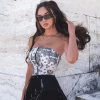 Trendy & Unique Modern Chic Hook & Eye Paisley Print Crop Tube Top - White