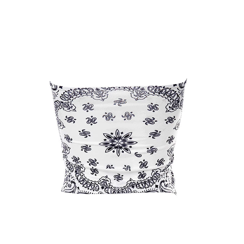 Trendy & Unique Modern Chic Hook & Eye Paisley Print Crop Tube Top - White 6 Trendy & Unique Modern Chic Hook & Eye Paisley Print Crop Tube Top - White