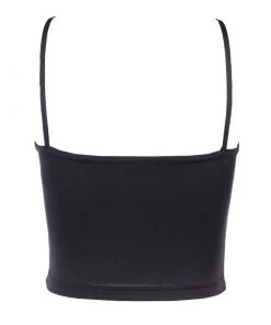 Trendy & Unique What's New Modern Chic Metal Ring Crossed Strap Crop Tank Top - Black