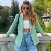 Trendy & Unique Modern Long Sleeve Lapel Collar Houndstooth Print Blazer - Green What's New