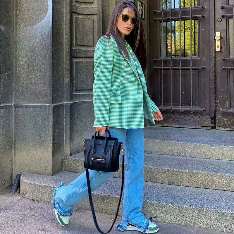 Trendy & Unique Modern Long Sleeve Lapel Collar Houndstooth Print Blazer - Green What's New 6 Trendy & Unique Modern Long Sleeve Lapel Collar Houndstooth Print Blazer - Green What's New