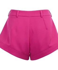 Trendy & Unique Modern Style High Waist Pleated Trim Wide Leg Shorts - Rose What's New