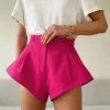 Trendy & Unique Modern Style High Waist Pleated Trim Wide Leg Shorts - Rose What's New