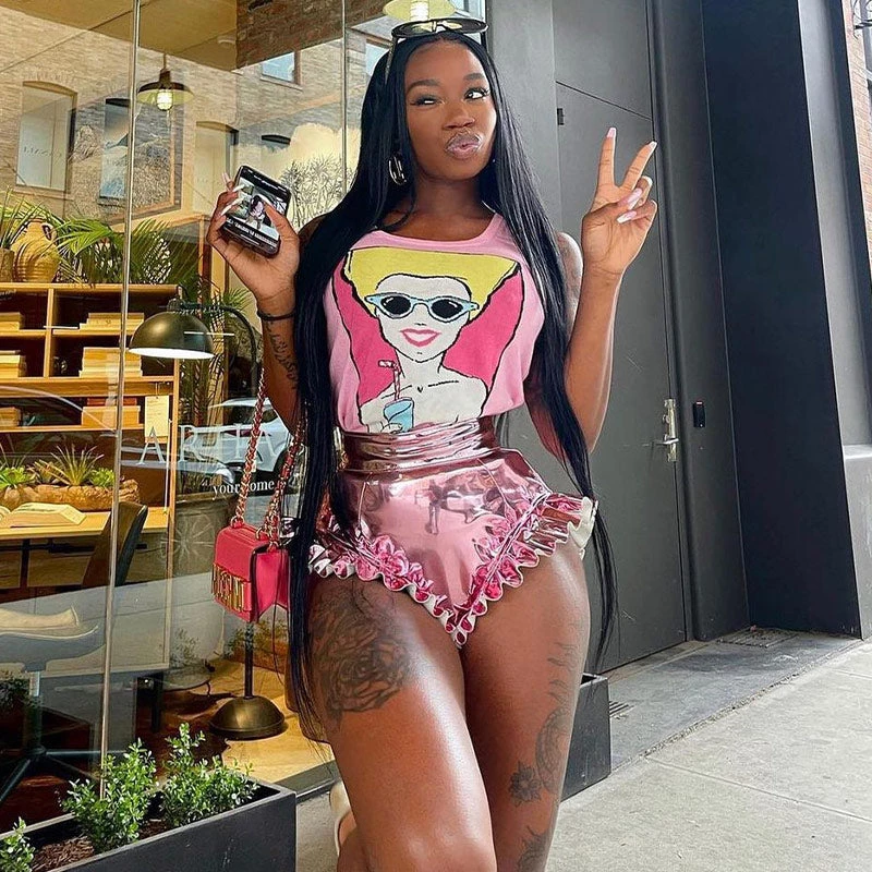 Trendy & Unique Modern Style High Waist Ruffle Wide Leg Leather Shorts - Pink What's New 4 Trendy & Unique Modern Style High Waist Ruffle Wide Leg Leather Shorts - Pink What's New