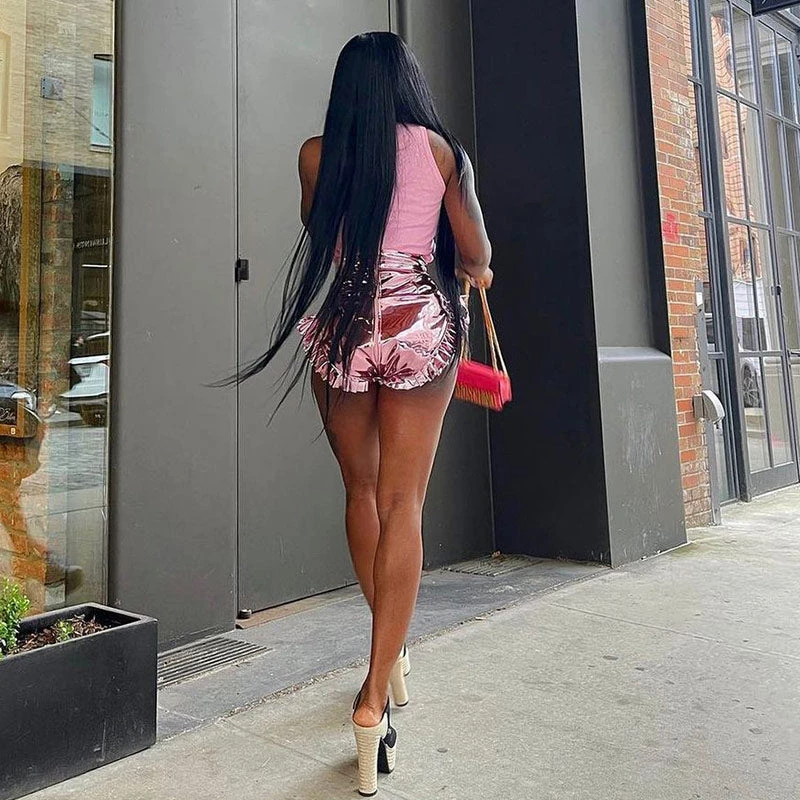 Trendy & Unique Modern Style High Waist Ruffle Wide Leg Leather Shorts - Pink What's New 7 Trendy & Unique Modern Style High Waist Ruffle Wide Leg Leather Shorts - Pink What's New