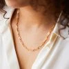 Trendy & Unique Jewelry Modern Style Plated Large Paperclip Chain Link Necklace - Gold