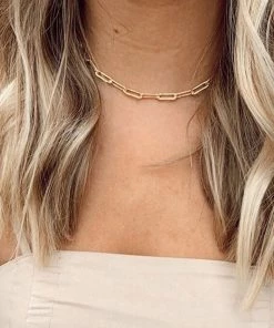 Trendy & Unique Jewelry Modern Style Plated Large Paperclip Chain Link Necklace - Gold