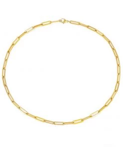 Trendy & Unique Jewelry Modern Style Plated Large Paperclip Chain Link Necklace - Gold