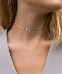 Trendy & Unique Jewelry Modern Style Plated Single Link Chain Choker Necklace - Gold