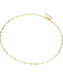 Trendy & Unique Jewelry Modern Style Plated Single Link Chain Choker Necklace - Gold