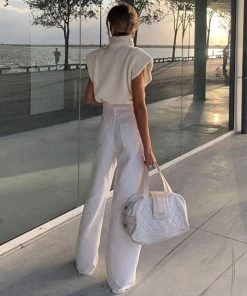 Trendy & Unique Modern Style Shoulder Pad High Neck Rib Pullover Sweater - White What's New 8 Trendy & Unique Modern Style Shoulder Pad High Neck Rib Pullover Sweater - White What's New