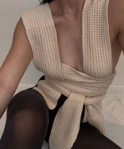 Trendy & Unique What's New Multi-Way Bandage Tie Strap Cropped Knit Tank Top - Apricot 8 Trendy & Unique What's New Multi-Way Bandage Tie Strap Cropped Knit Tank Top - Apricot