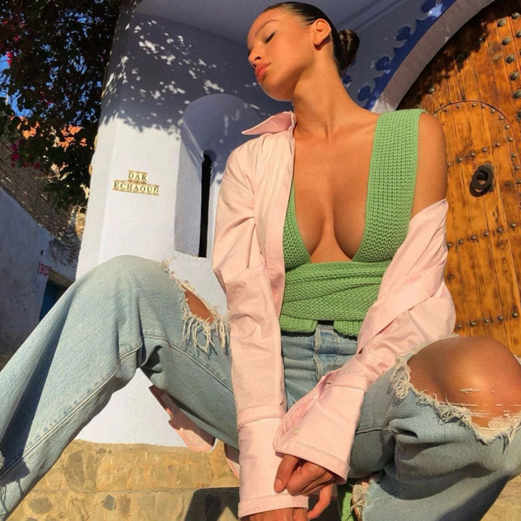 Trendy & Unique Multi-Way Bandage Tie Strap Cropped Knit Tank Top - Emerald Green What's New 5 Trendy & Unique Multi-Way Bandage Tie Strap Cropped Knit Tank Top - Emerald Green What's New