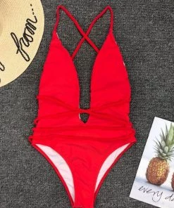 Trendy & Unique Multi-Way Low Back High Leg Brazilian One Piece Swimsuit - Red 8 Trendy & Unique Multi-Way Low Back High Leg Brazilian One Piece Swimsuit - Red