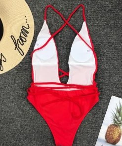 Trendy & Unique Multi-Way Low Back High Leg Brazilian One Piece Swimsuit - Red 9 Trendy & Unique Multi-Way Low Back High Leg Brazilian One Piece Swimsuit - Red