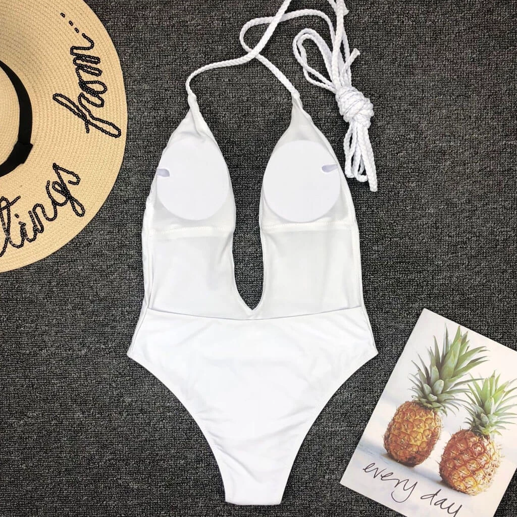 Trendy & Unique Multi-Way Low Back High Leg Brazilian One Piece Swimsuit - White 6 Trendy & Unique Multi-Way Low Back High Leg Brazilian One Piece Swimsuit - White