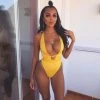 Trendy & Unique Multi-Way Low Back High Leg Brazilian One Piece Swimsuit - Yellow What's New