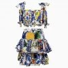 Trendy & Unique Boutique What's New Multicolored Floral Printed Crop Top And Tiered Ruffle Skirt Matching Set