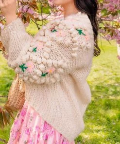 Trendy & Unique Oversized Long Sleeve Button Up Crochet Floral Cardigan - Apricot What's New