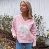Trendy & Unique What's New Oversized Skull Print Contrast V Neck Long Sleeve Pullover Sweater - Pink 2 Trendy & Unique What's New Oversized Skull Print Contrast V Neck Long Sleeve Pullover Sweater - Pink