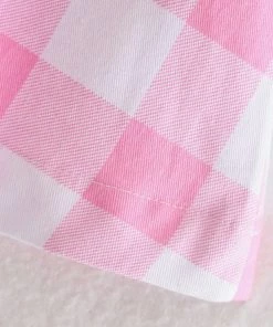 Trendy & Unique Sweet Plaid Print Long Sleeve Blazer And Pleated Mini Skirt Matching Set - Pink What's New