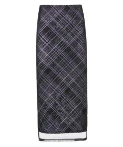 Trendy & Unique What's New Plaid Printed High Waist Mesh Panel Bodycon Midi Skirt - Black