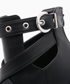 Trendy & Unique Punk Cutout Chain Trim Chunky Heel Platform Boots - Black What's New 9 Trendy & Unique Punk Cutout Chain Trim Chunky Heel Platform Boots - Black What's New