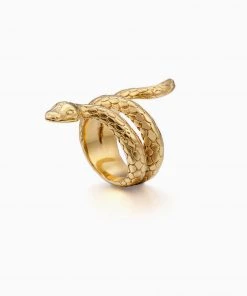 Trendy & Unique What's New Punk Style Wrap Around Snake Shaped Embossed Ring - Gold