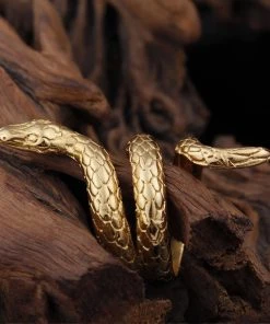 Trendy & Unique What's New Punk Style Wrap Around Snake Shaped Embossed Ring - Gold