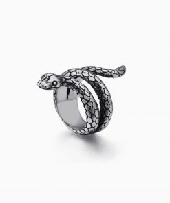 Trendy & Unique Punk Style Wrap Around Snake Shaped Embossed Ring - Silver What's New