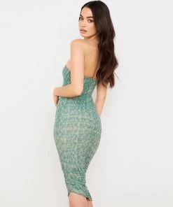 Trendy & Unique What's New Refresh Tie Dye Ruched Bodycon Mesh Cocktail Midi Dress - Green 8 Trendy & Unique What's New Refresh Tie Dye Ruched Bodycon Mesh Cocktail Midi Dress - Green